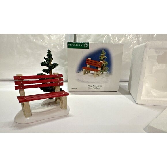 Department 56 Village Accessories Village Park Bench Wood & Porcelain #56.52851 - Picture 1 of 9